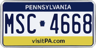 PA license plate MSC4668