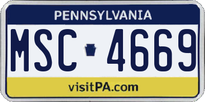 PA license plate MSC4669
