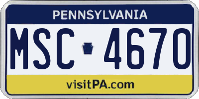 PA license plate MSC4670