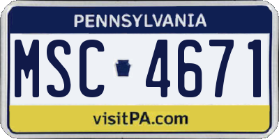 PA license plate MSC4671