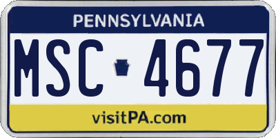 PA license plate MSC4677