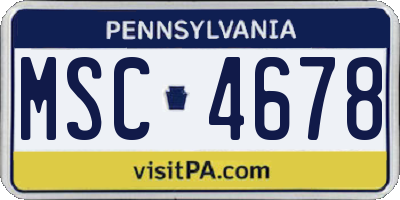 PA license plate MSC4678