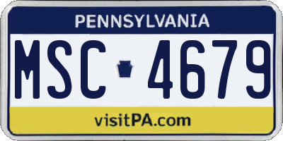 PA license plate MSC4679