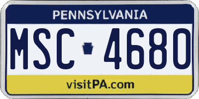 PA license plate MSC4680