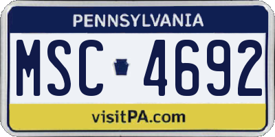 PA license plate MSC4692