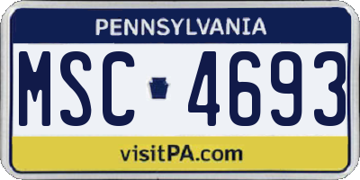 PA license plate MSC4693