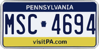 PA license plate MSC4694
