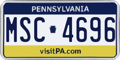 PA license plate MSC4696