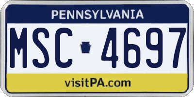 PA license plate MSC4697