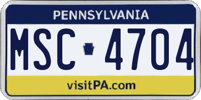PA license plate MSC4704
