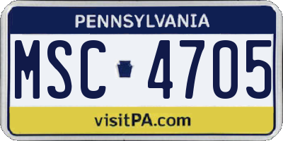 PA license plate MSC4705