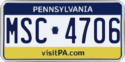 PA license plate MSC4706
