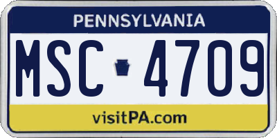 PA license plate MSC4709