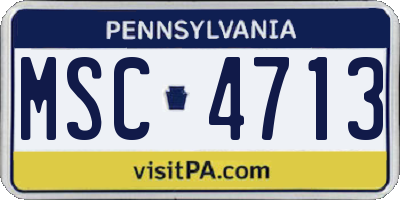 PA license plate MSC4713