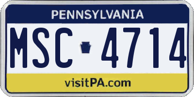 PA license plate MSC4714