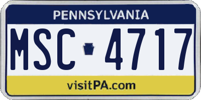 PA license plate MSC4717