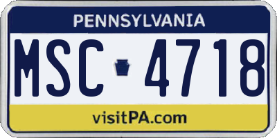 PA license plate MSC4718