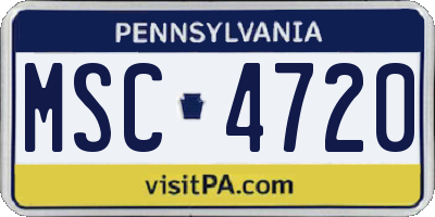 PA license plate MSC4720