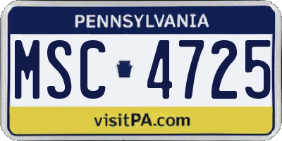 PA license plate MSC4725