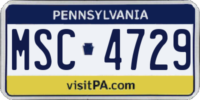 PA license plate MSC4729