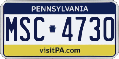 PA license plate MSC4730
