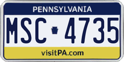 PA license plate MSC4735