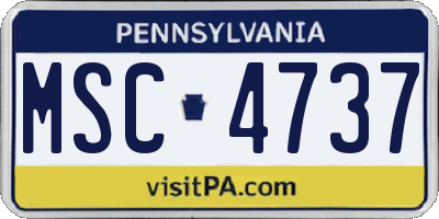 PA license plate MSC4737