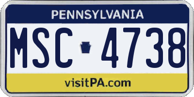 PA license plate MSC4738