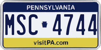 PA license plate MSC4744