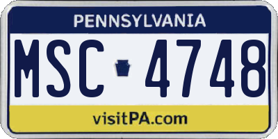 PA license plate MSC4748