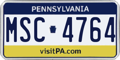 PA license plate MSC4764