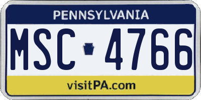 PA license plate MSC4766