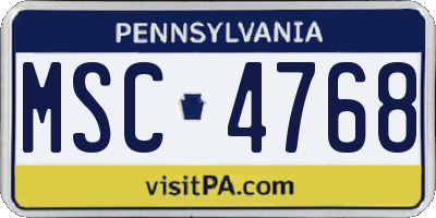 PA license plate MSC4768