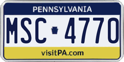 PA license plate MSC4770