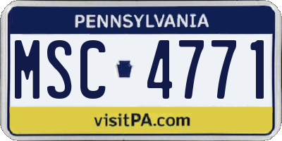 PA license plate MSC4771
