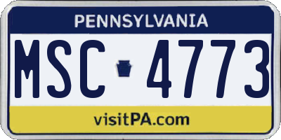 PA license plate MSC4773