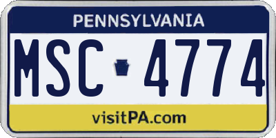 PA license plate MSC4774