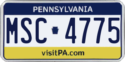 PA license plate MSC4775