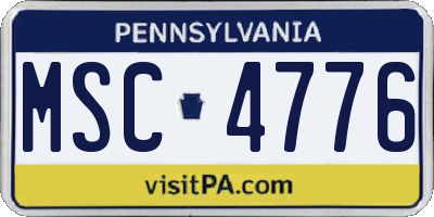 PA license plate MSC4776