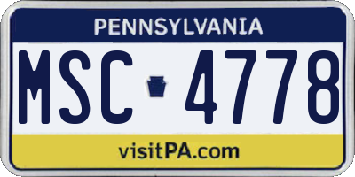 PA license plate MSC4778