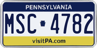 PA license plate MSC4782