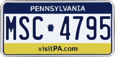 PA license plate MSC4795