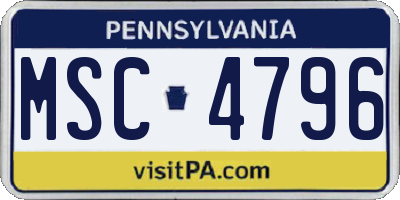 PA license plate MSC4796