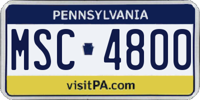 PA license plate MSC4800