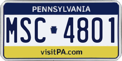 PA license plate MSC4801