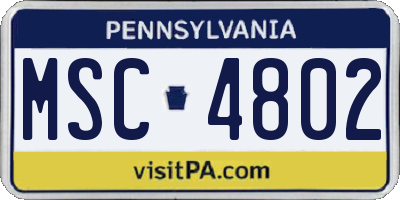 PA license plate MSC4802