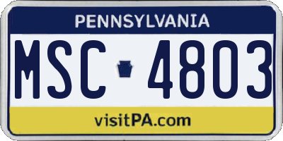 PA license plate MSC4803