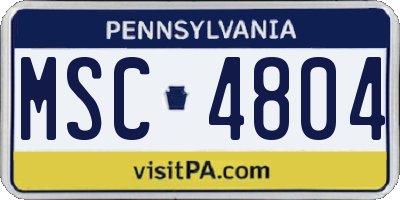 PA license plate MSC4804