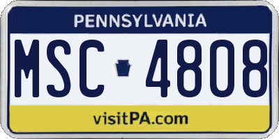 PA license plate MSC4808