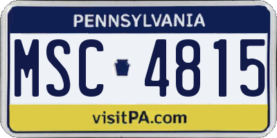 PA license plate MSC4815